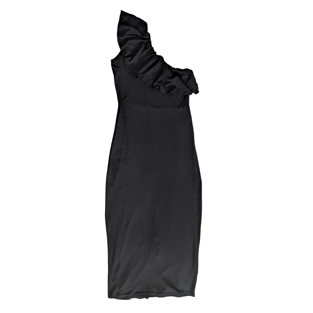 NWT Black One-Shoulder Bodycon Dress, Ruffle, Size S, Dressy